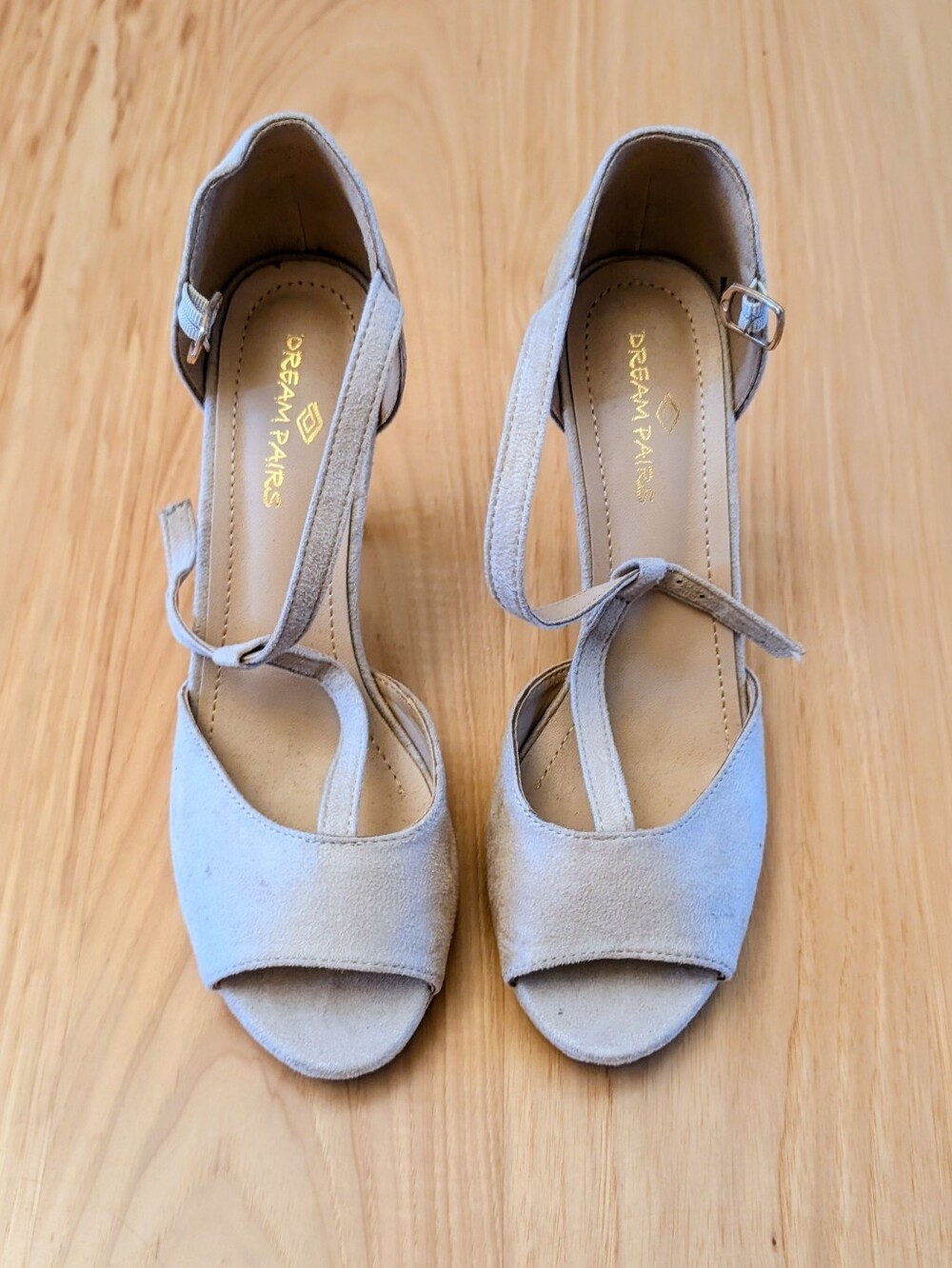 Dream Pairs Light Tan Suede Open-Toe Ankle Strap Heels - Picture 2 of 4